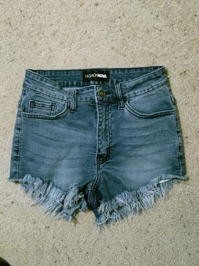 Fashion Nova Blue Distressed Denim Shorts